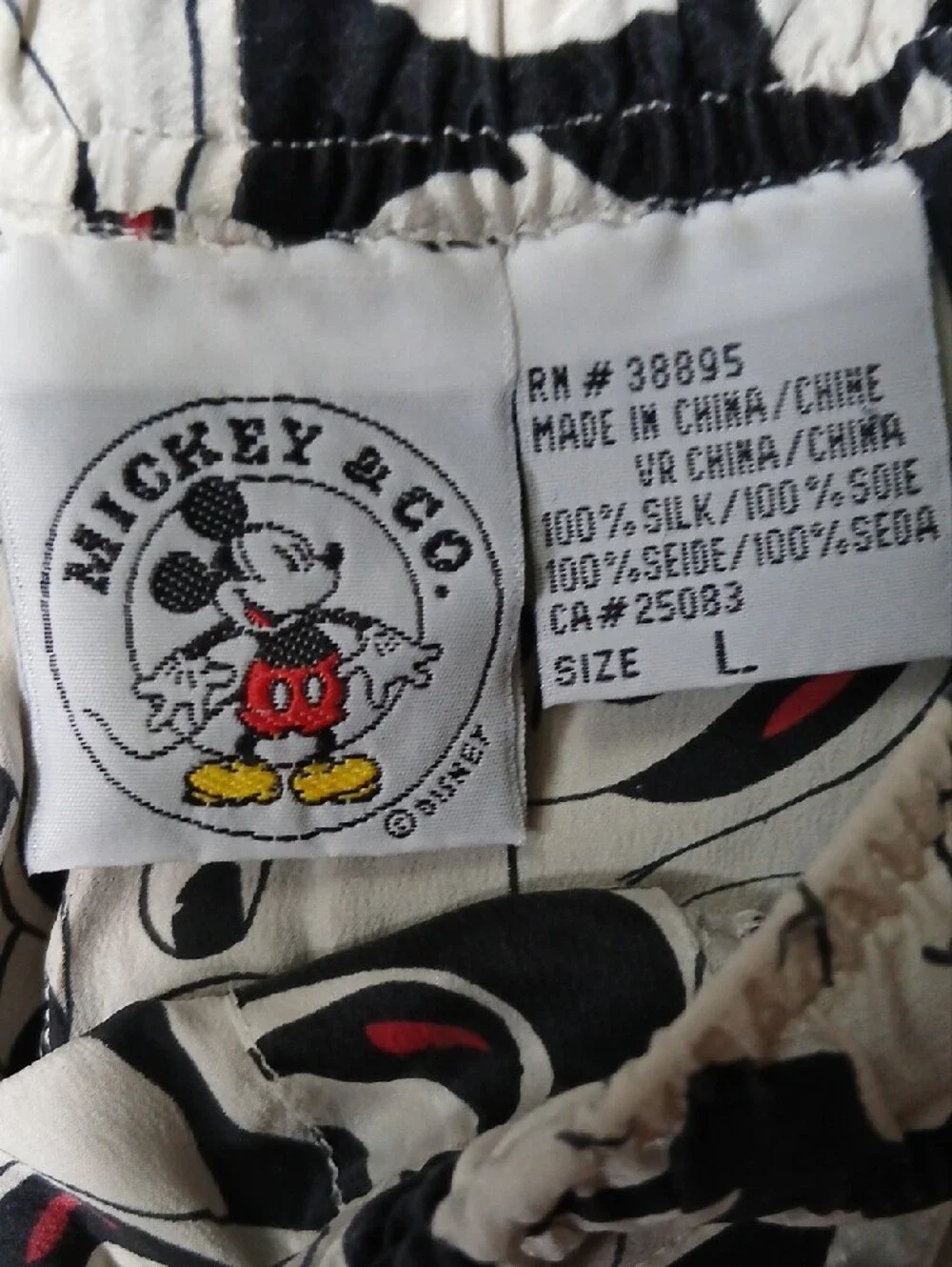 Mickey Mouse & Company@Disney Black-White-Red 100% Silk Vintage Boxer & Leisure